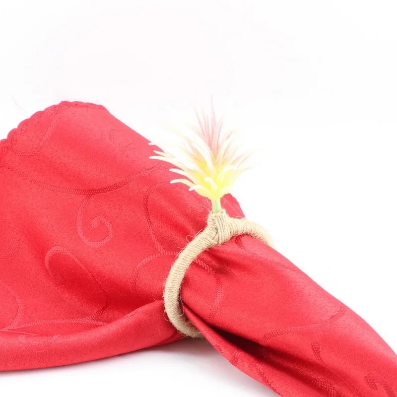 Free Shipping 6pcs/set Rustic Style Artisan Crafted Handmade Simulation Succulent Napkin Rings for Dinner Table Decoration |