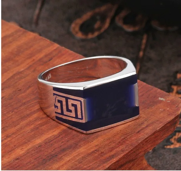 

S925 sterling silver High-quality crystal glue open man ring gem silver jewelry zircon male ring