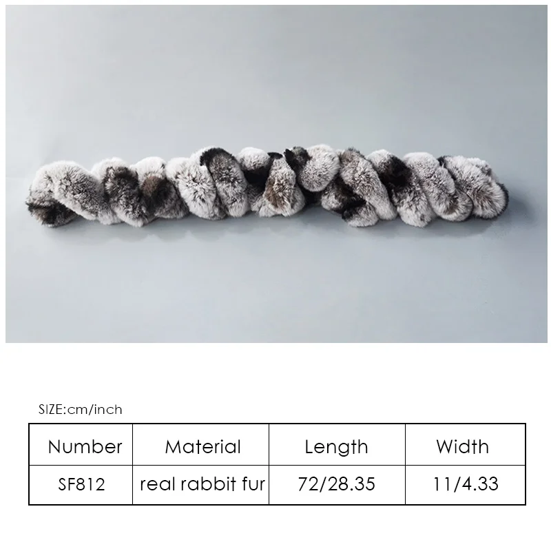 Aorice SF812 Для женщин шарф из натурального кроличьего меха Теплые зимние с мехом