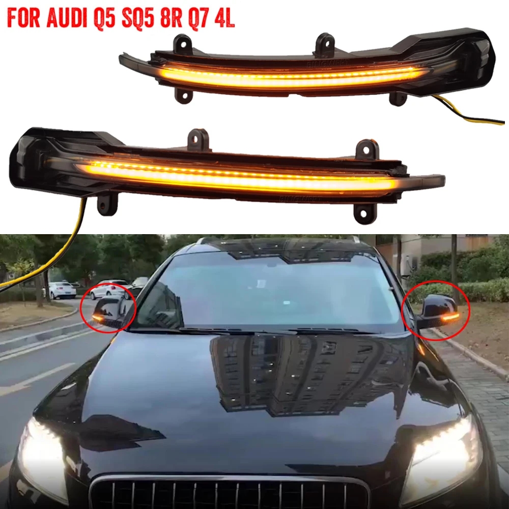 

2X For Audi Q5 SQ5 8R 2010 2014 2015 2016 2017 Q7 4L SQ7 Side Mirror Indicator Light LED Dynamic Turn Signal Blinker Sequential