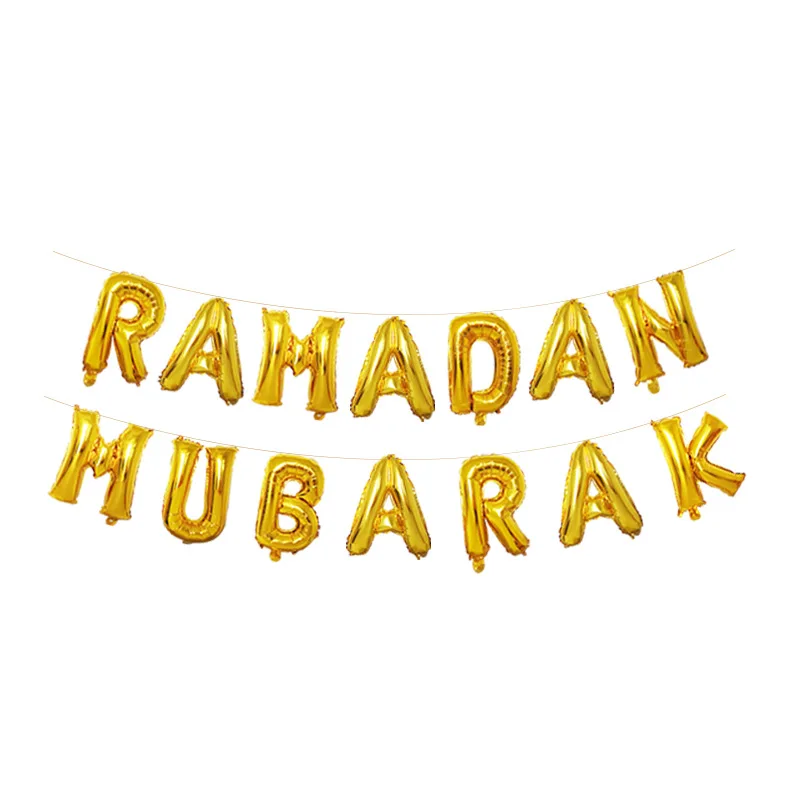 

Iftar holiday English alphabet set Muslim holiday atmosphere layout 16-inch Eid Mubarak alphabet Ramadan balloon decoration