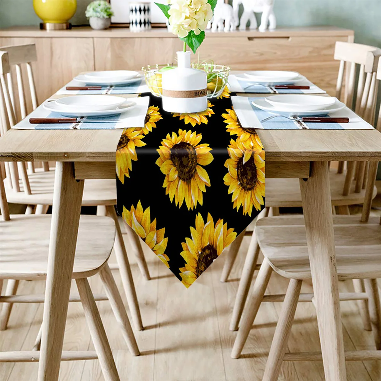 Подсолнечное растение натуральная искусственная табличка флаг скатерть
