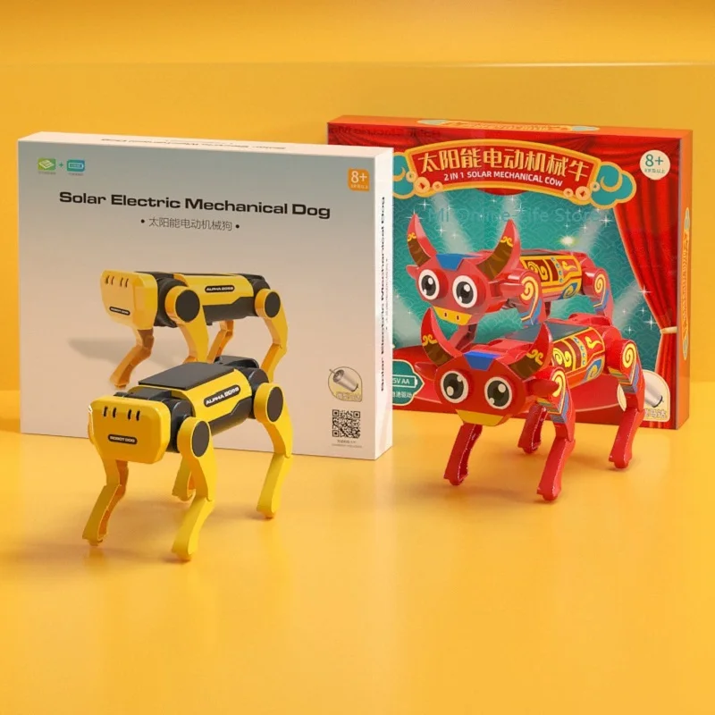 New Youpin Solar Electric Mechanical Dog Cow Children Educational Assembly Science Tech Puzzle Toy Bionic Smart Robot | Электроника