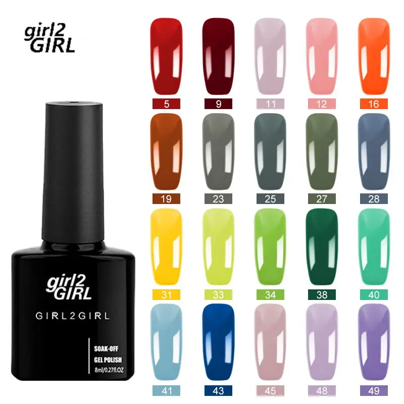 Гель лак для ногтей Girl2girl УФ светодиодный замачивания 6 мл новый дизайн 50 цветов| |