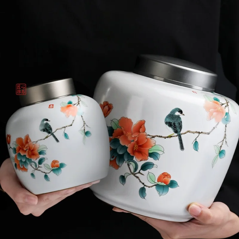 

Handmade Ceramic Tea Box Chinese Gift Seal Large Tea Coffee Sugar Storage Jars Tea Box Organizer Theedoos Household Products 50