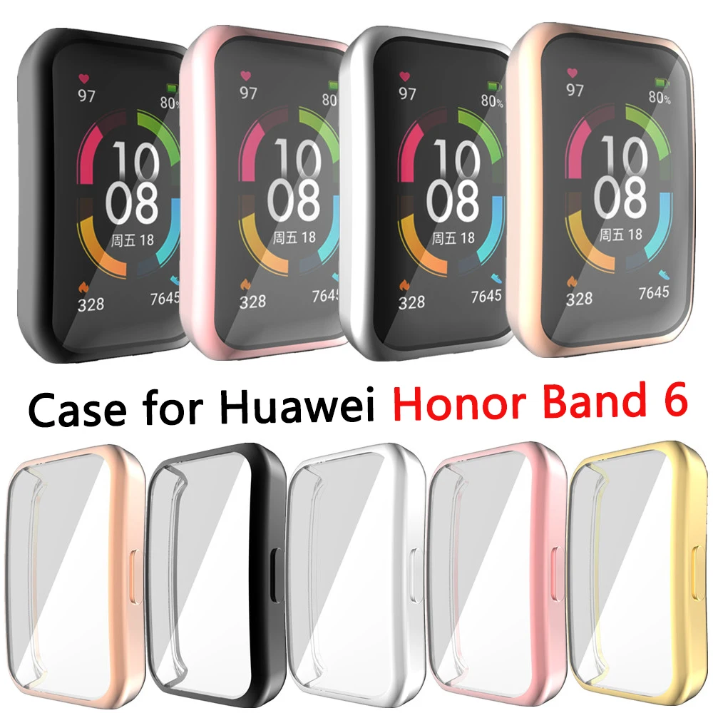 

Newest TPU Full Screen Protective Watch Case for Huawei Honor Band 7 6 Cover Soft Flexible Durable Bumper Light Shell