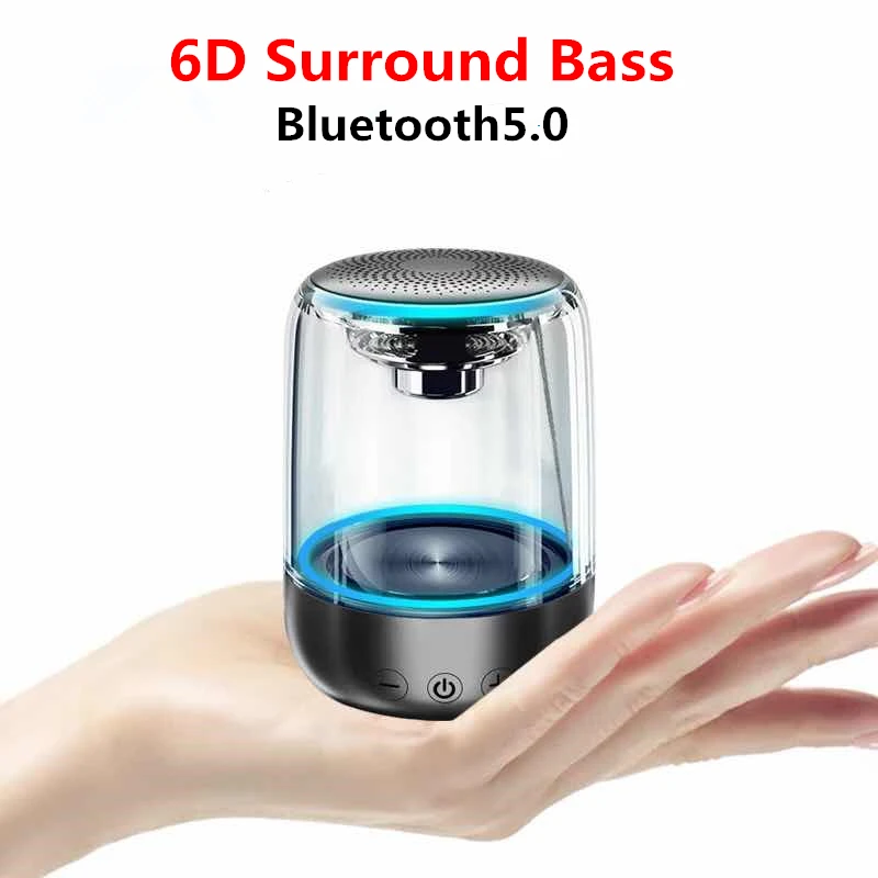 

Bluetooth Wireless Speakers Waterproof Stereo Column Portable Speaker Romantic Colorful Light Support TF Card with Mic