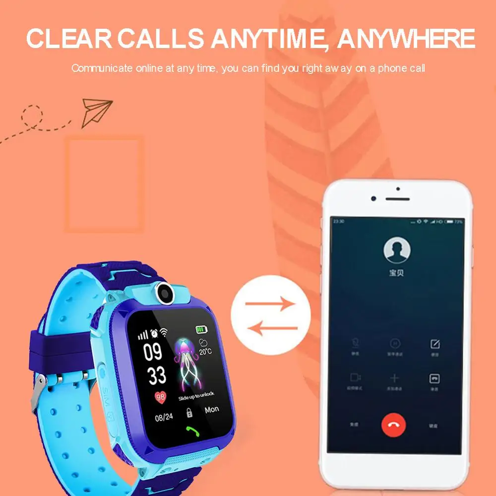 Детские часы с мягким силиконовым ремешком 1 44 дюймов сенсорный экран IP67