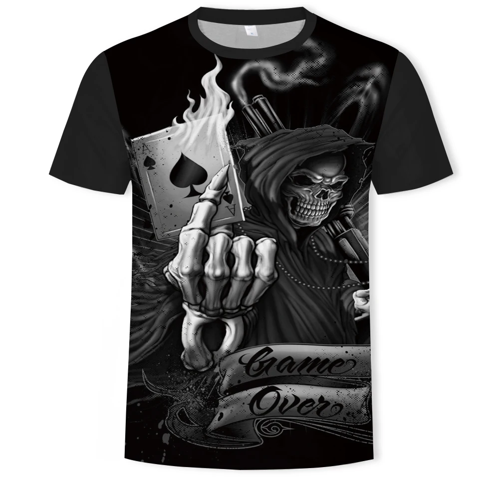 

Summer poker zombie series 3D printing men's short-sleeved t-shirt fashion new hip-hop men's plus size O-neck t-shirt for men