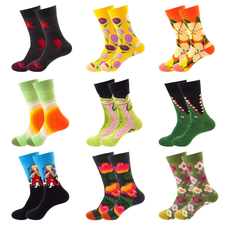 

Fashion New Mens Ms. Harajuku Style Socks Cotton Printing Pattern Trend Sock for Men Sports Casual Funny Socks calcetines