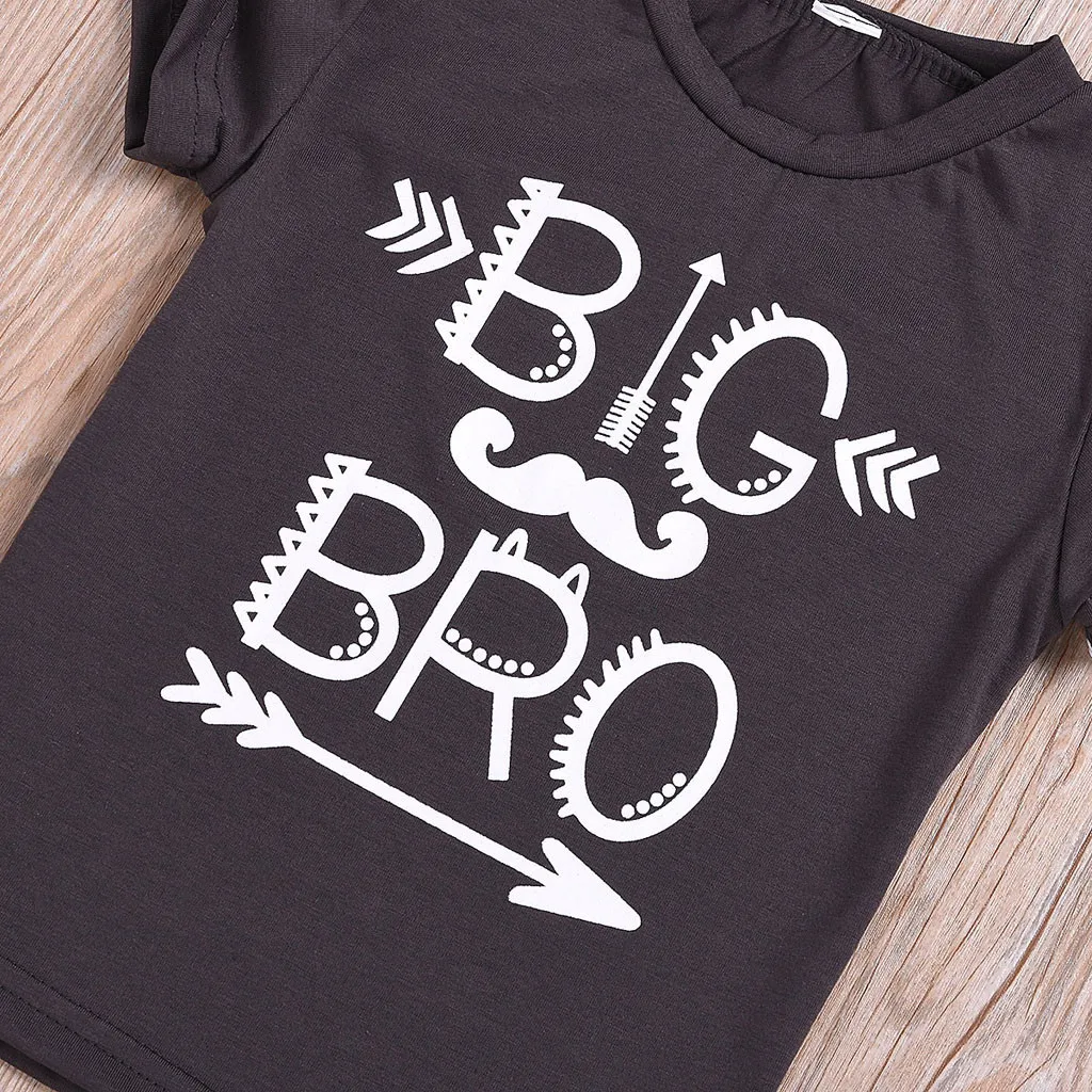 Топы для мальчиков Детская футболка с короткими рукавами и буквенным принтом