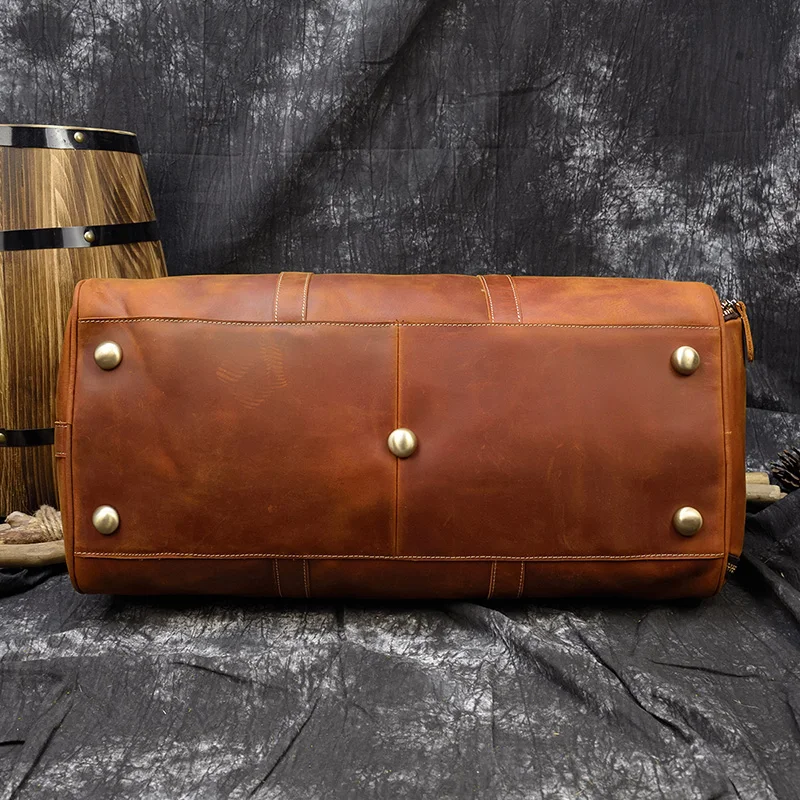 Мужская Толстая дорожная сумка Crazy Horse из натуральной кожи 20 дюймов|leather travel bag|travel