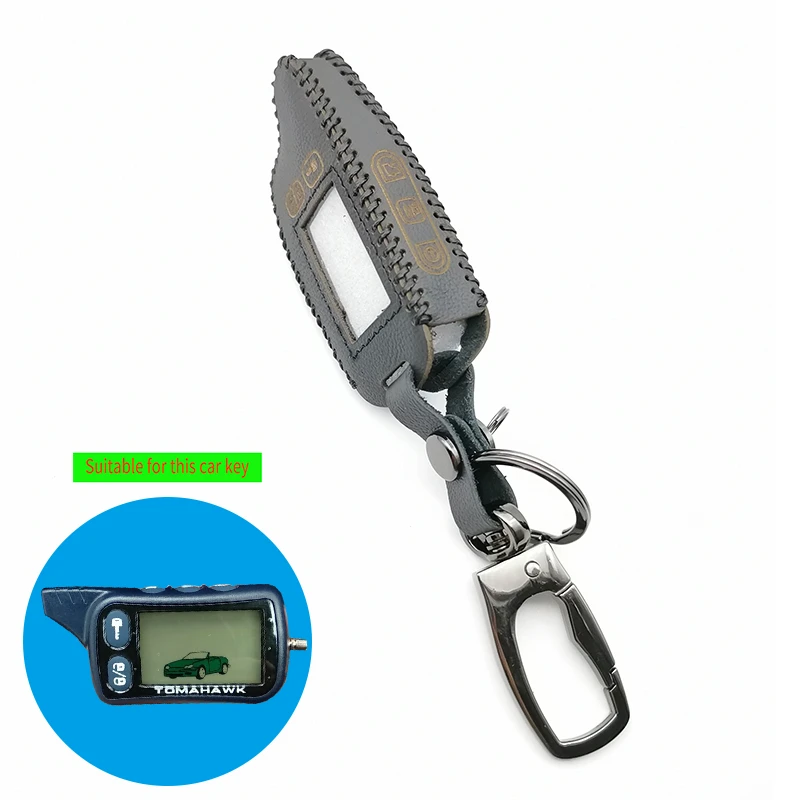 

Пульт дистанционного управления для автомобильной сигнализации TZ9010 Tomahawk, ЖК-дисплей, кожаный ключ CaseTZ-9010, 2 брелка-цепочка