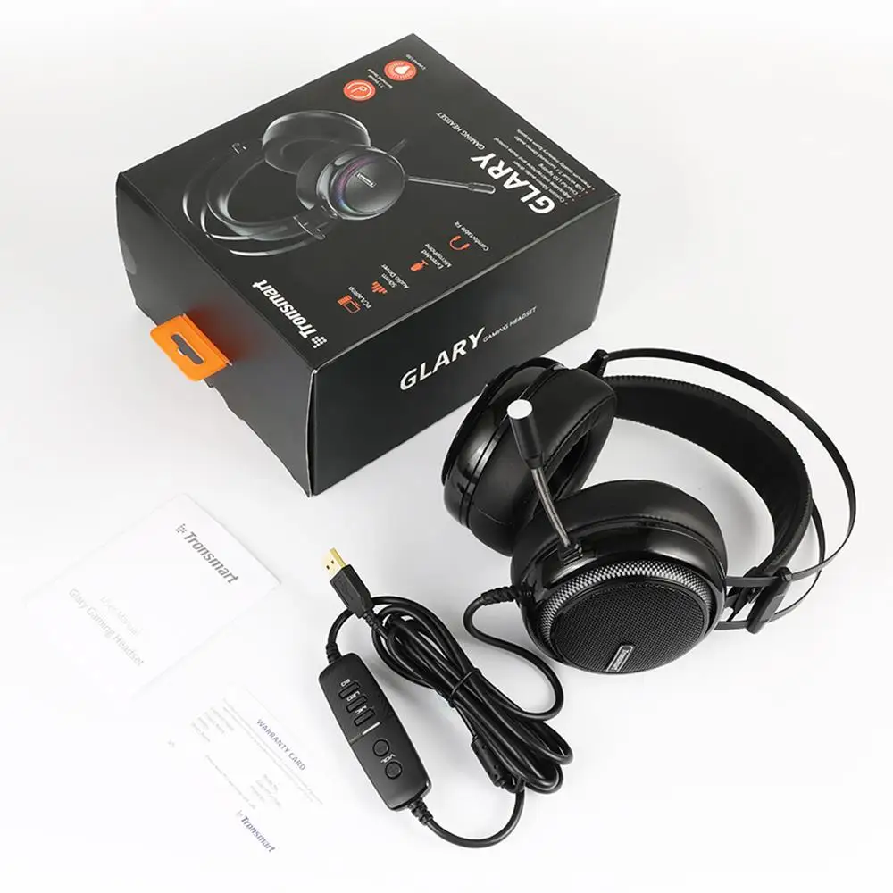 [] Tronsmart Glary Virtual 7,1 стерео звук Игровая гарнитура с красочным Светодиодный подсветкой, usb-порт для nintendo Switch/PS4