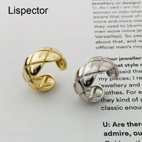 lispector 925 sterling silver korean crossed concave rhombus pattern rings simple wide wrap party club ring unisex jewelry gifts