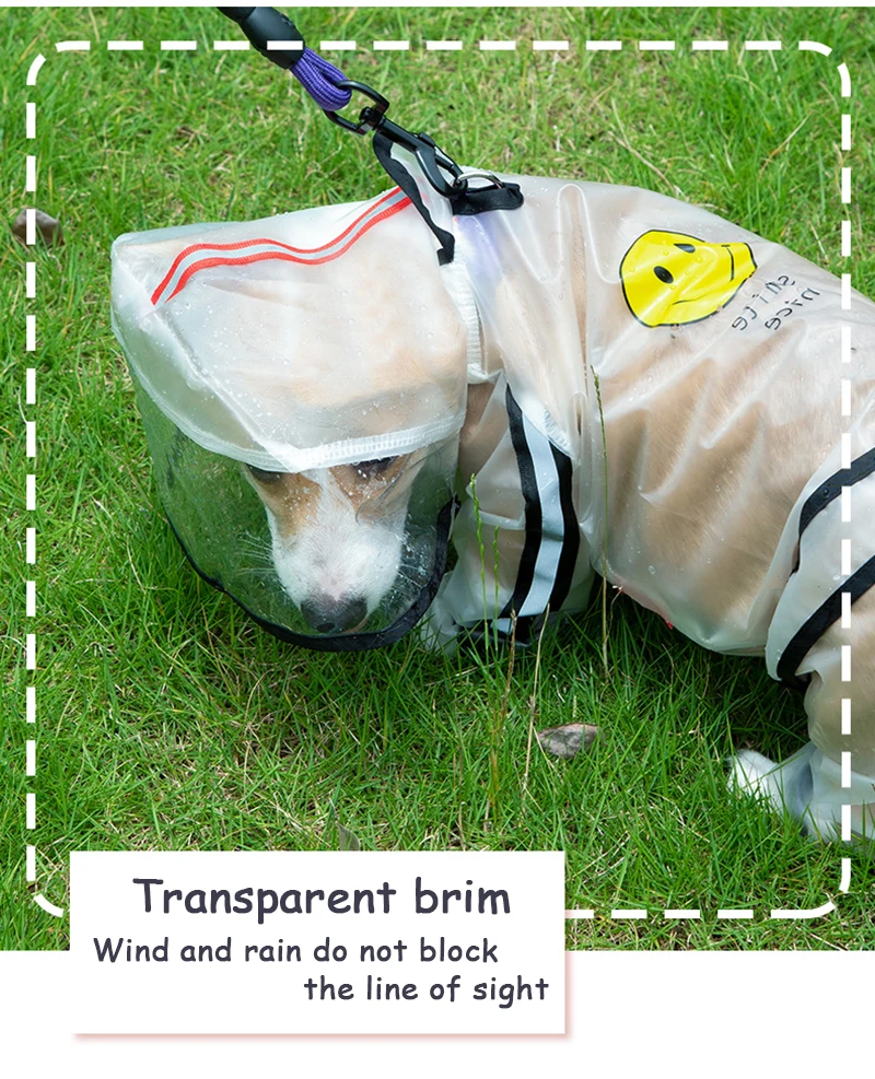 

Waterproof Big Dog Raincoat Transparent Hooded Rain Coat For Medium Large Dogs Four leg Jumpsuits Rainwear Pet Outdoor Products