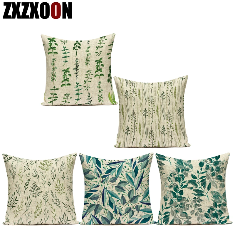 

Декоративный чехол из полиэстера для диванных подушек, чехол с тропическими зелеными листьями растений, украшение для дома, дивана, гостино...