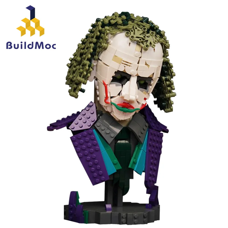 

Creator Joker Technical Bust Statue Action Figure Decoration Evil Clown Movie Head Sculpture Building Block Toys Gifts