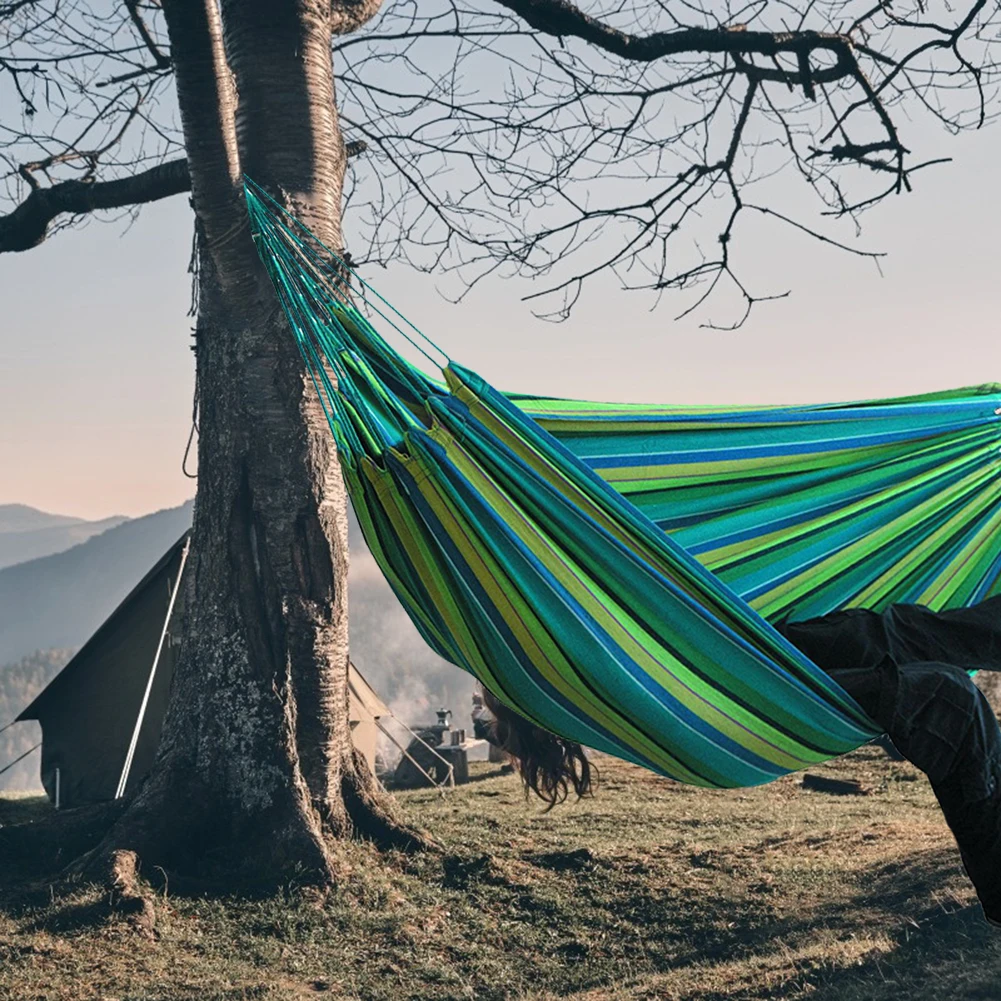 

1PCS Green Stripe Hang Bed Hammock Portable Outdoor Canvas Hammock Stand Camping Sleeping Swing Hanging Bed Chair Portable