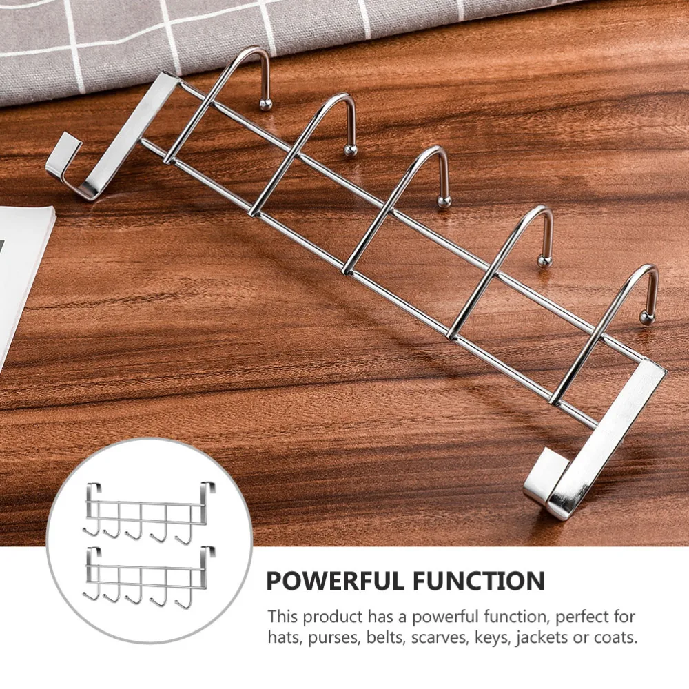 

2pcs Stainless Steel Towel Hook Wall Mounted Bath Towel Hook Hanger with 5 Hooks