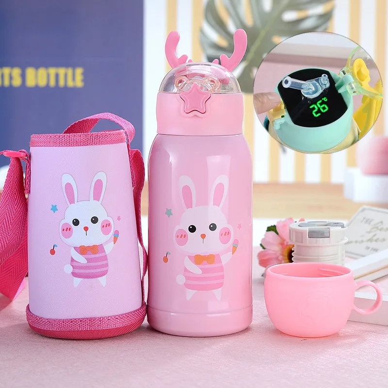 New Antler Children Pot 316 Stainless Steel Children's Thermos Cup with Straw Bounce Cup Student Smart Water Cup