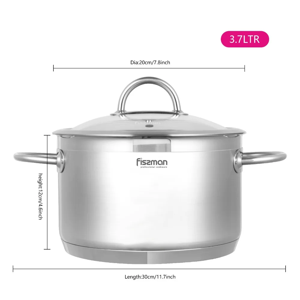 Кастрюля с стеклянной крышкой индукционный горшок из нержавеющей стали