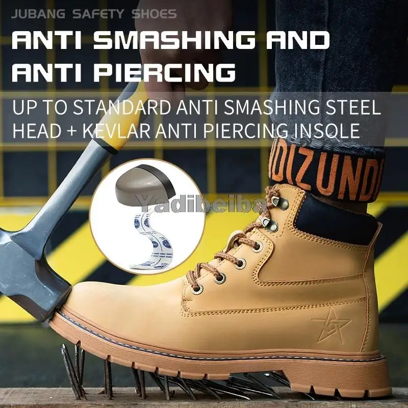 

Men Safety Work Shoes Steel Toe High-top Work Boots Anti-smashing Martin Safety Boots Men Industrial Security Shoes Winter Boots