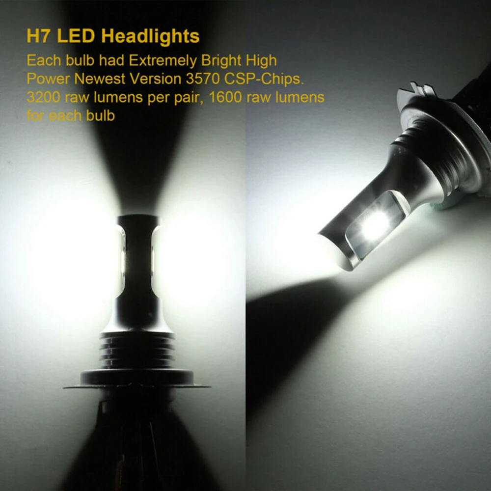 

10000LM LED headlight White Waterproof High+Low beam 160W 2pcs 9005 HB3