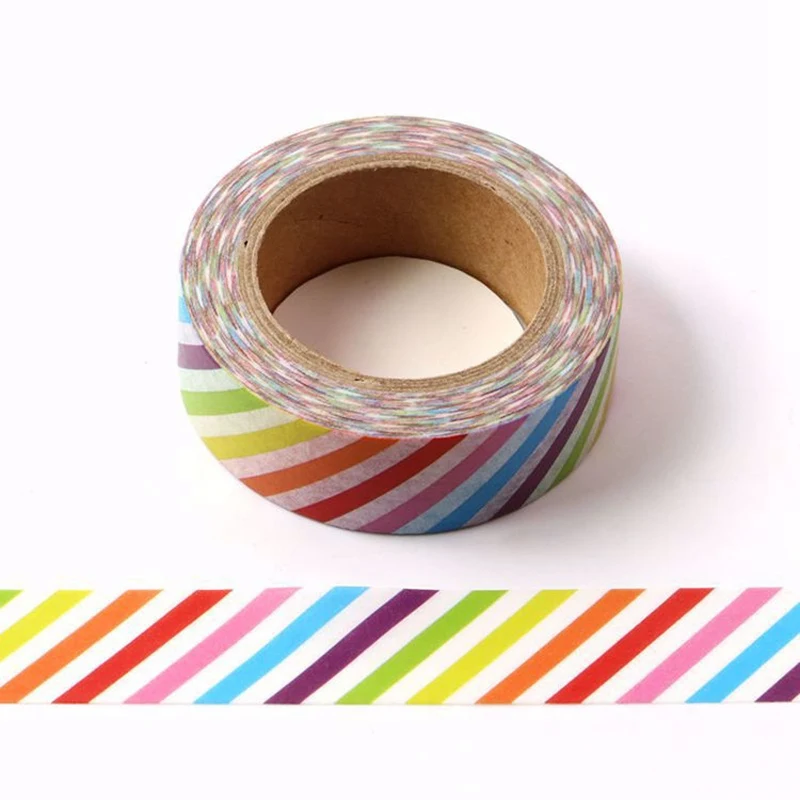 

10pcs/Lot Decorative Rainbow Stripes Washi Tapes DIY Bullet Journal Scrapbooking Stickers Adhesive Masking Tape Kawaii Papeleria