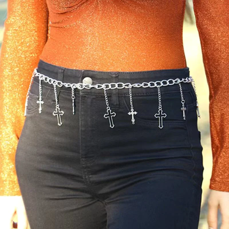 

Women's metal accessories chain belt punk body accessories stainless steel sexy tassel chain belt nightclub DJ Jeans Belt