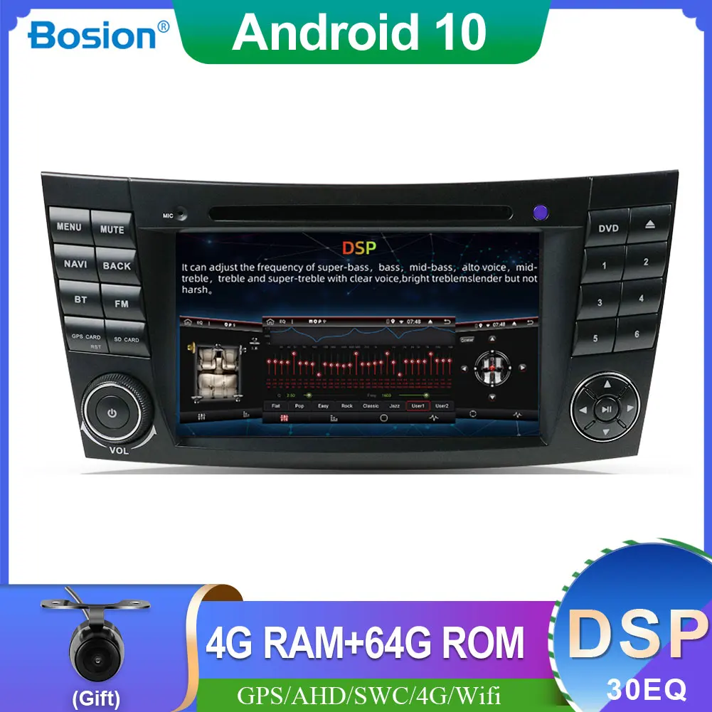 

Автомобильный мультимедийный плеер DSP DAB, плеер на Android 10, с 7 "экраном, GPS, CD, для Mercedes Benz E-class W211, E200, E220, E300, E350, E240, CLS, W219, 4 Гб + 64 ГБ