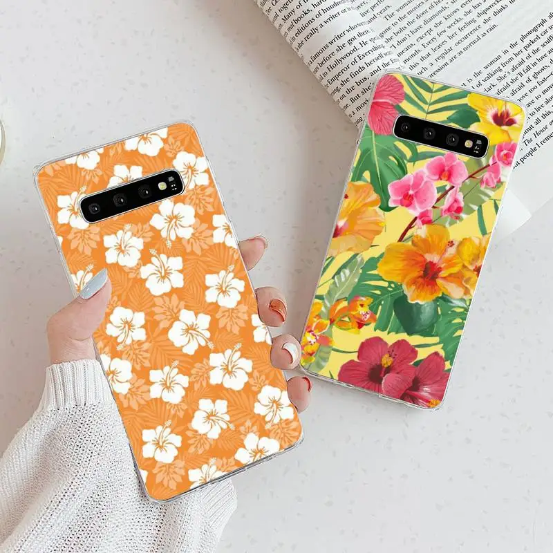

Hibiscus Flower Tropical Phone Case Transparent For Samsung Galaxy A S Note 9 10 51 50 71 70 80 20 21 30s ultra plus