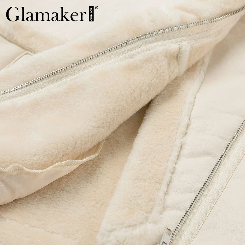 Glamaker/пальто из искусственного меха, овечья кожа, женская верхняя одежда, удобная повседневная теплая куртка с карманами, плюшевый мех, женская зимняя куртка с подкладкой, куртка в русском стиле