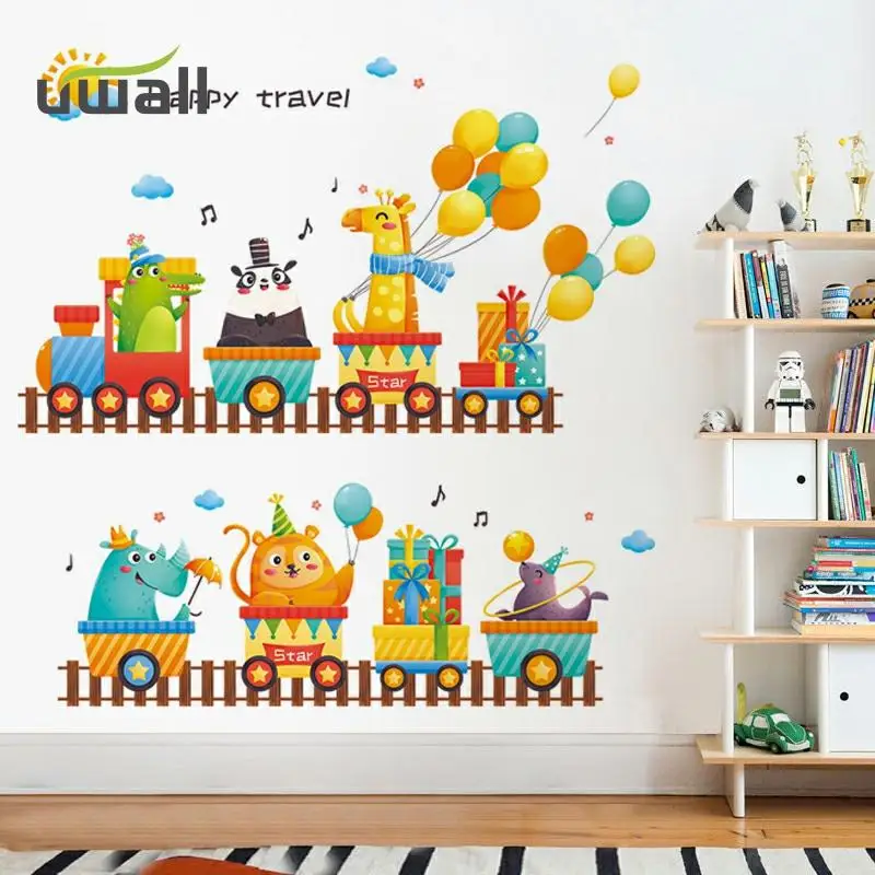 

Cartoon Train Animal Travel Wall Stickers Kids Room Wall Decor Baby Bedroom Wall Sticker Home Decoration Self-Adhesive Stickers