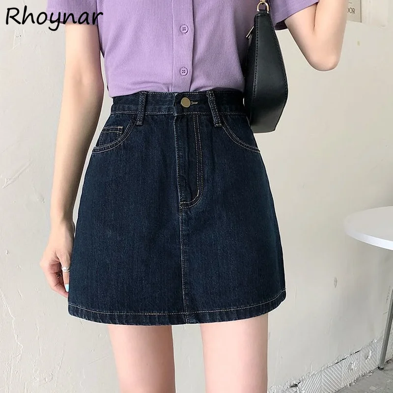 

Skirts Women Solid Vintage Japanese Style Casual Simple Empire All-match Daily Female Students A-line Lady Summer Young Ulzzang