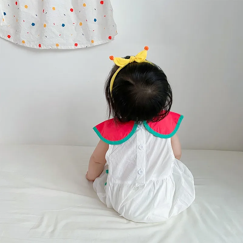 

Summer Newborn Baby Girl Romper Cute Watermelon Sleeveless Girls One-pieces Romper Baby Pure Cotton Soft Clothes Outfits 2021