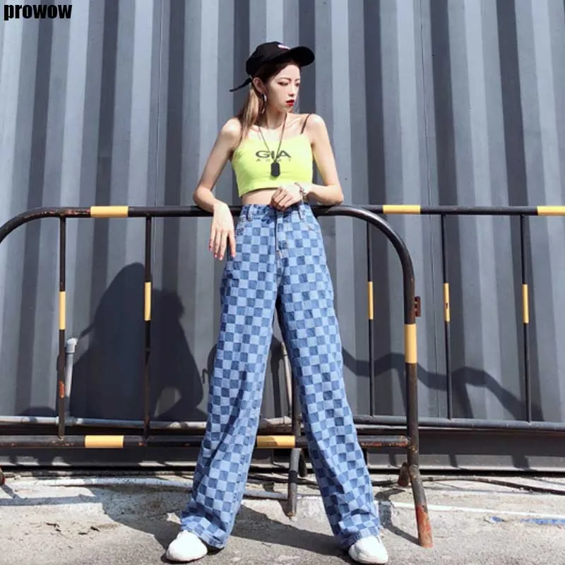 

Женские широкие брюки в клетку, свободные брюки большого размера с высокой талией и принтом, Осень-зима 2020