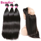 Beaufox 360 кружевная Фронтальная застежка пряди бразильские прямые человеческие волосы 3 пряди с 360 фронтальной застежкой Remy волосы 1 #
