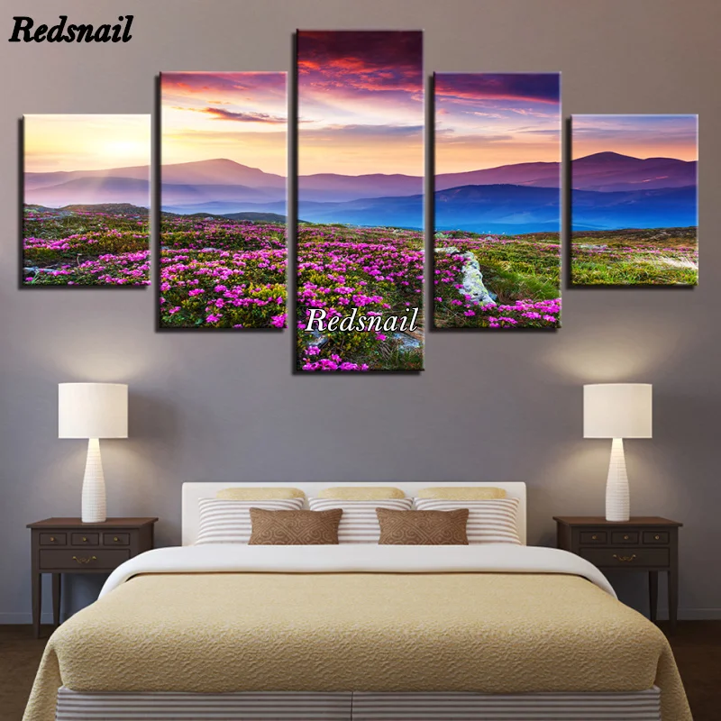 

Набор для алмазной живописи «сделай сам», мозаика с вышивкой, 5 шт., с мотивом гор и гор, закат, цветок, ML1114