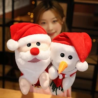 new christmas style baby hand puppet plush toy kawaii animals stuffed cotton fawn snowman puppets doll christmas gifts for kids