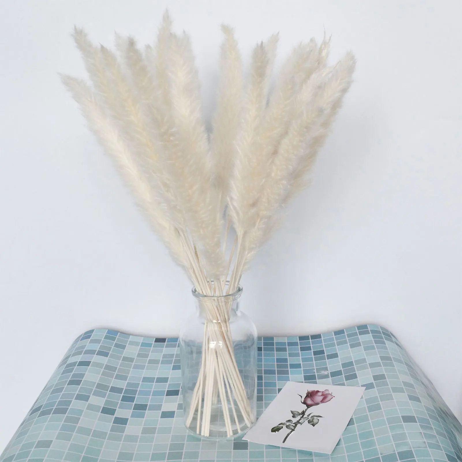 

15PCS Natural Dried Flowers Reed Grass Creative Home Wedding Cafe Furnishings Decorative Wall Flower Arrangement Art Living Room
