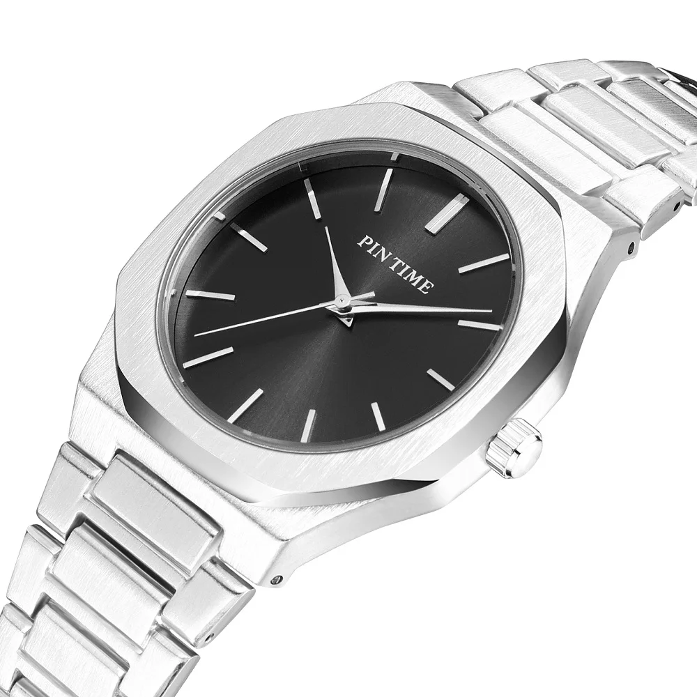 Мужские наручные часы с роскошным черным золотом из нержавеющей стали мужские