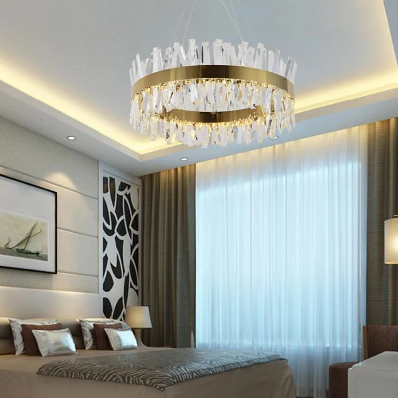Современная хрустальная люстра с круглым дизайном роскошные светильники для