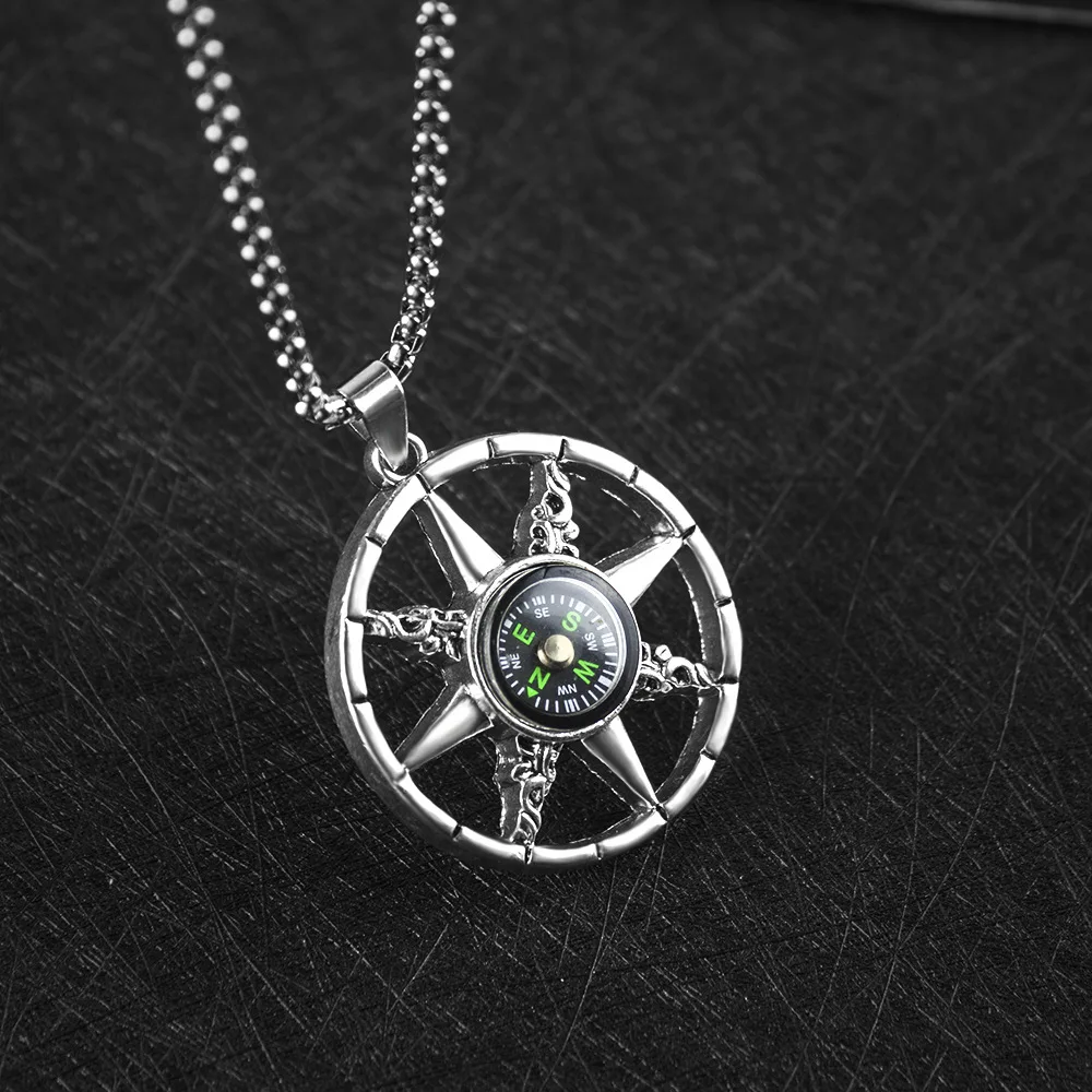 

European And American Street Compass Boys Hip Hop Pendant Versatile Personality Necklace
