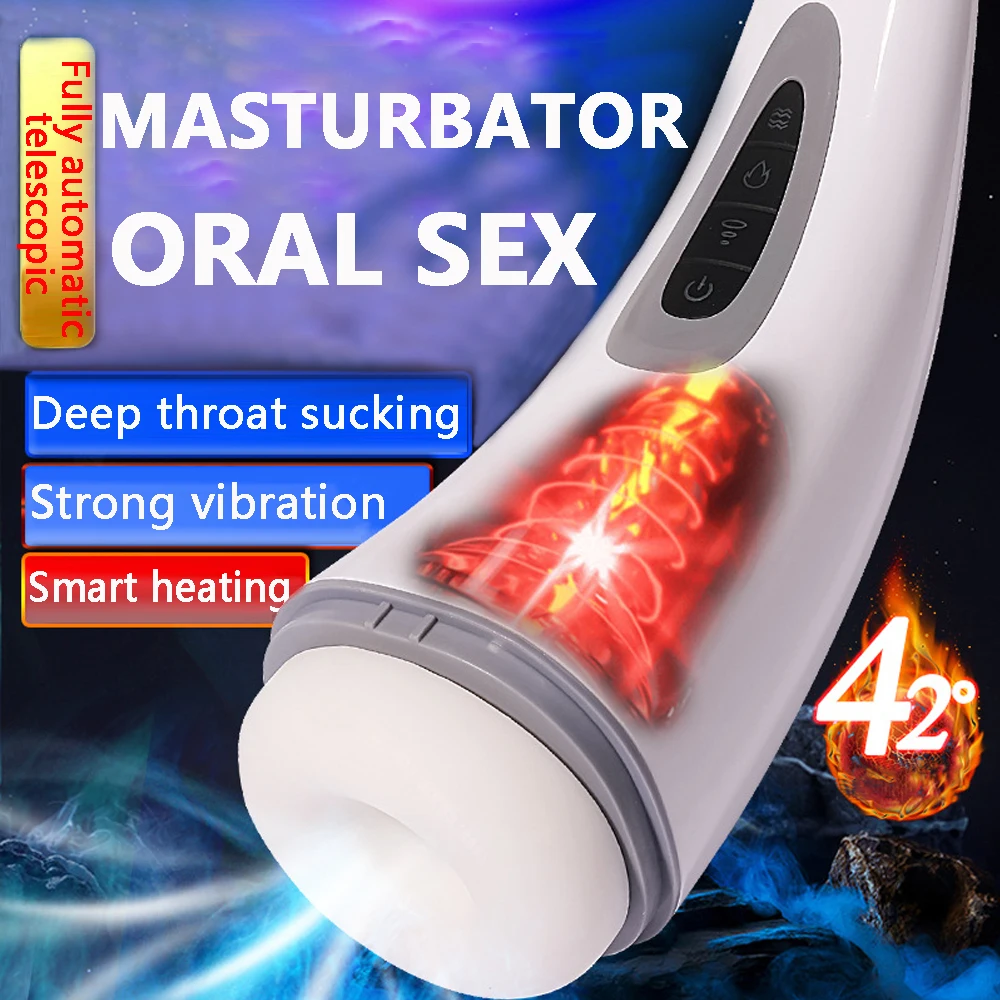 2021 New Vibrating Male Masturbator Cup Automatic Sucking Vibrator Real Pussy Penis Massager Heating Blowjob Sex Product for Men