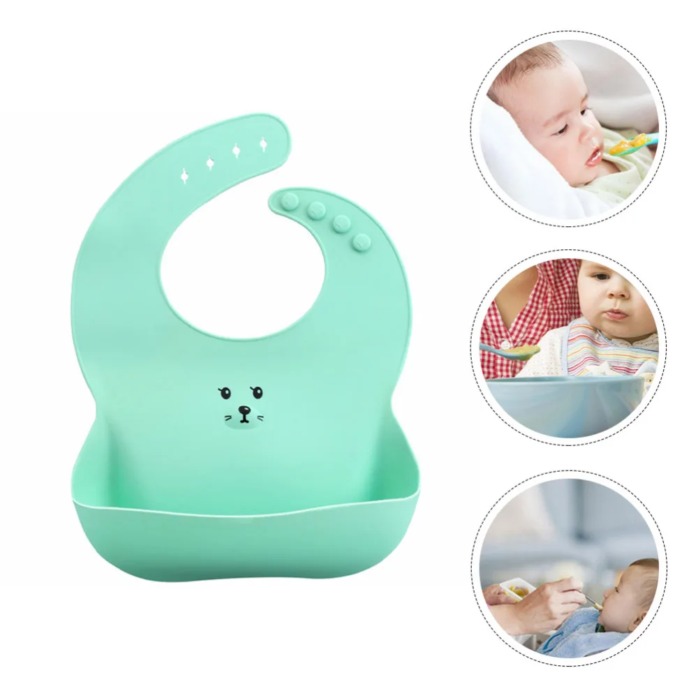 

1Pc Baby Dining Bib Silicone Waterproof Feeding Apron Mealtime Bib Green