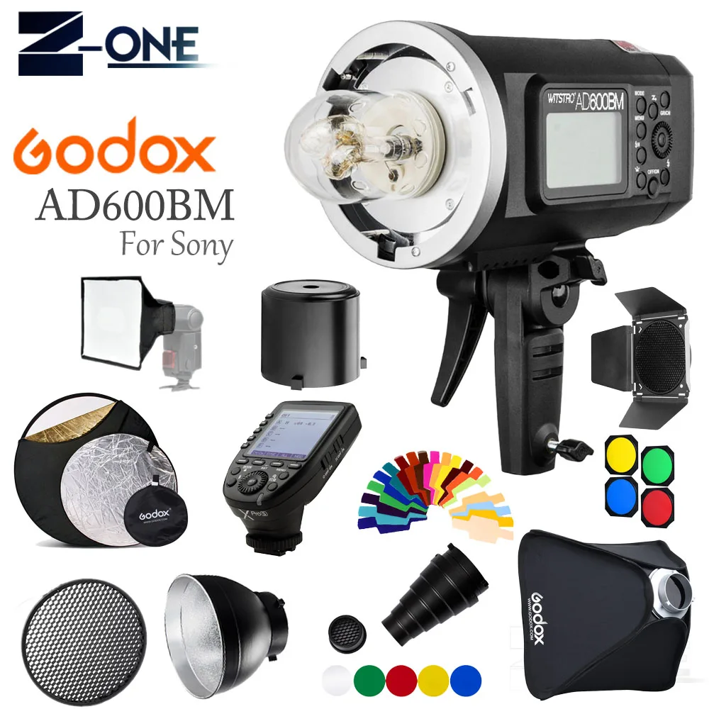 

Внешняя вспышка Godox AD600BM 600Ws GN87 1/8000 HSS Bowens Mount с беспроводным триггером XPRO-S + отражатель 60 см для камеры Sony + подарок