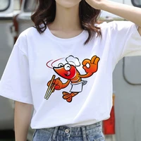 2021 top cute lobsterling cotton t shirt women summer new oversized solid tees casual loose t shirt korean o neck female tops