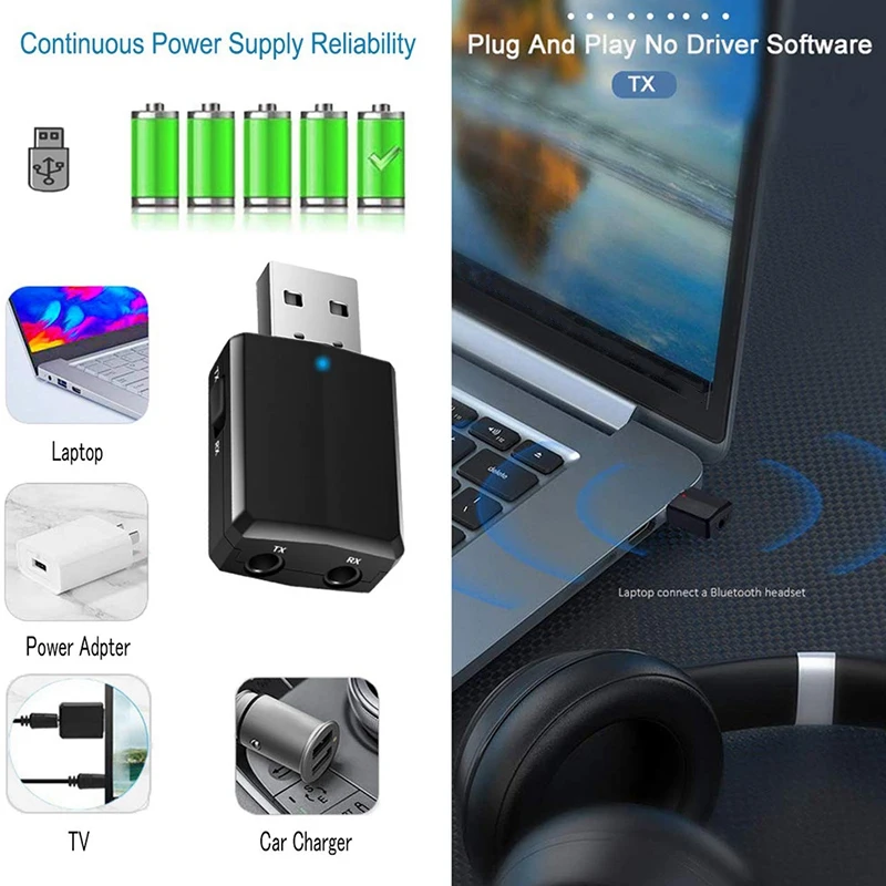 USB Bluetooth 5 0 передатчик приемник адаптер ключ o 3 мм AUX для ПК наушники дома стерео
