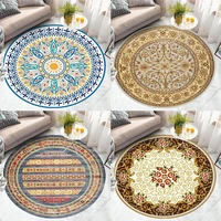 nordic living room round carpet retro print decoration rugs for bedroom fashion ethnic style home room lint free carpets mat new